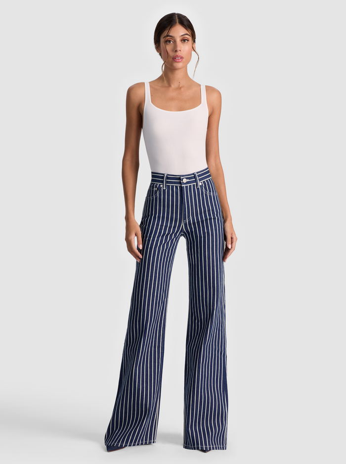 CHIC STRIPED JEAN - INDIGO/OFF WHITE STRIPE image 1 - Alice And Olivia
