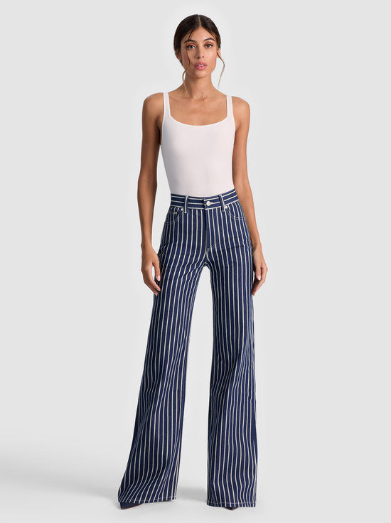 INDIGO/OFF WHITE STRIPE-CHIC STRIPED JEAN