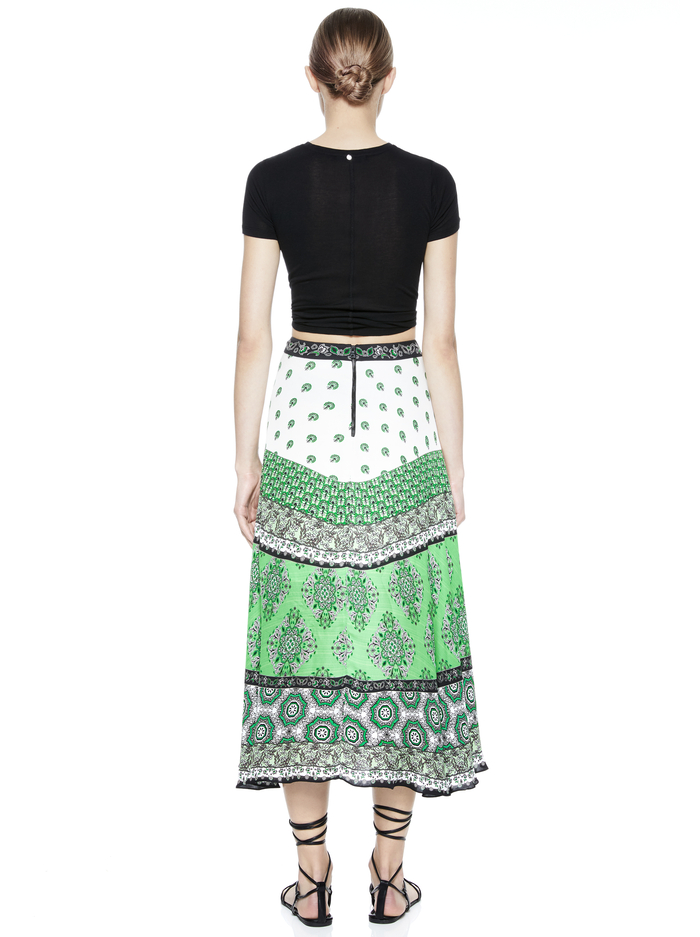 NANETTE MOCK WRAP MIDI SKIRT - BOHO ROMANCE-JADE MULTI image 1 - Alice And Olivia