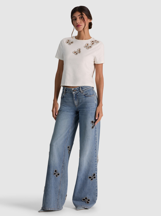 FIONA VINTAGE BLUE-AMAZING EMBELLISHED CUTOUT JEAN