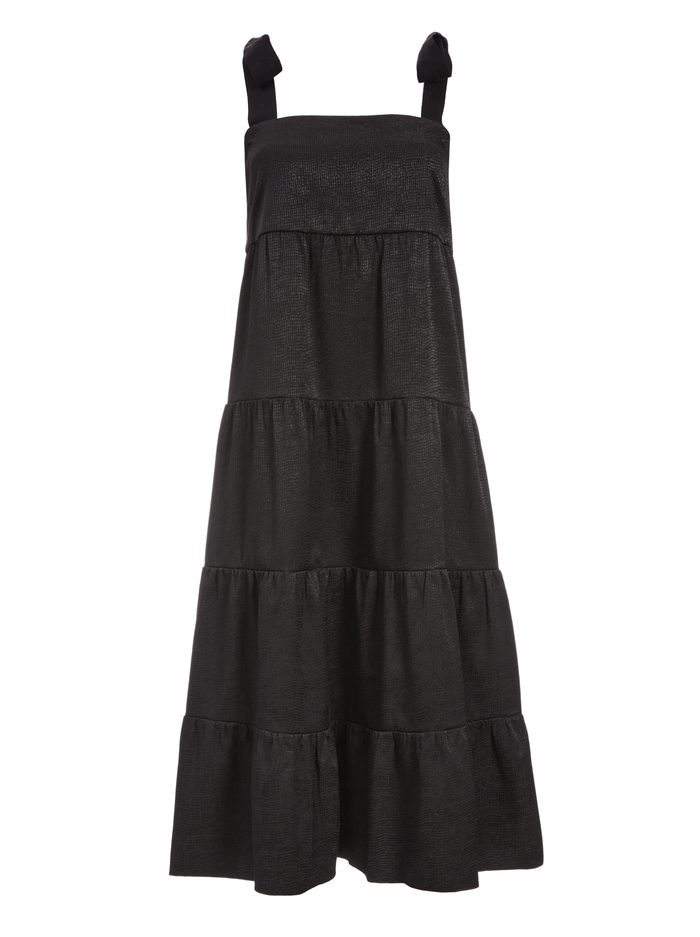 Cynthia Tie Shoulder Midi Dress In Black | Alice And Olivia