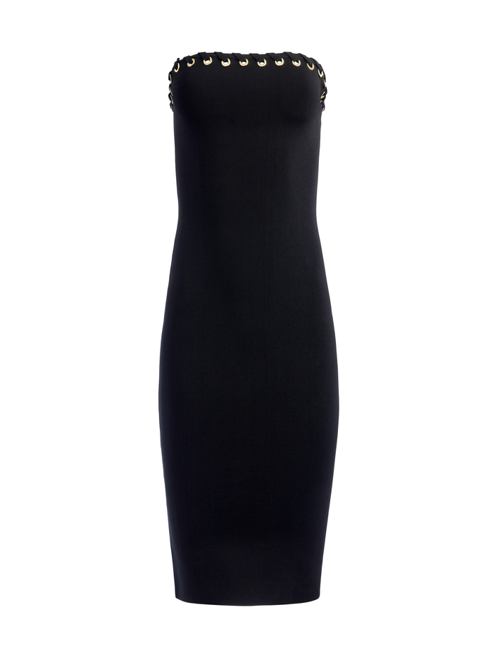 ZORA GROMMET DRESS - BLACK image 5 - Alice And Olivia