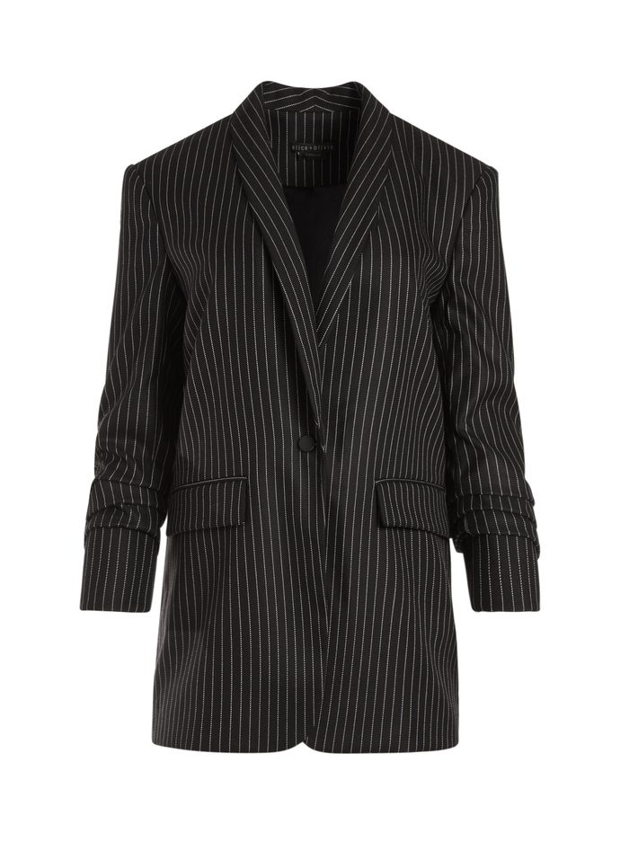 RONNIE SCRUNCHED SLEEVE BLAZER - PINSTRIPE image 5 - Alice And Olivia