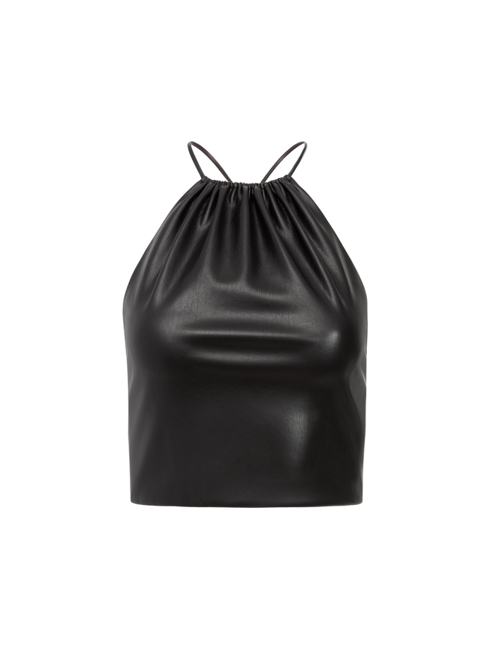 ZUMI VEGAN LEATHER CROP TOP - BLACK image 5 - Alice And Olivia