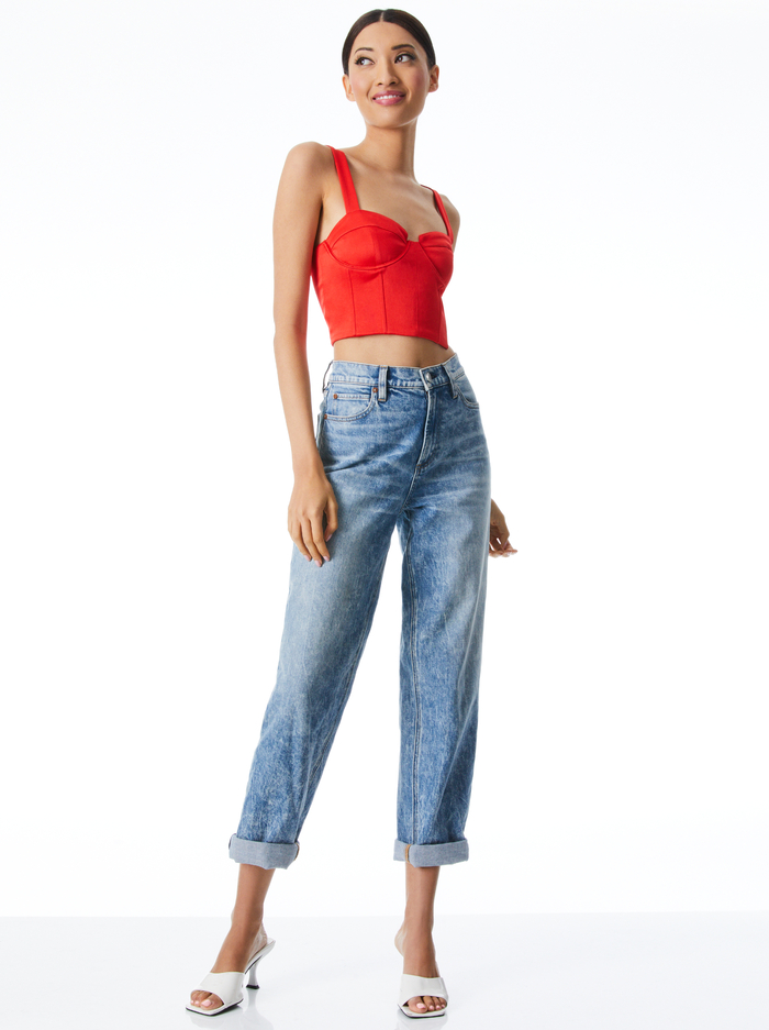 GEORGE HIGH RISE ROLL CUFF JEAN - ROCKY BLUES image 4 - Alice And Olivia