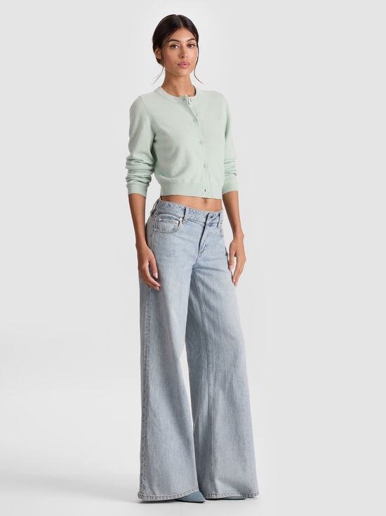 GREEN TEA-DOLLIE CASHMERE CARDIGAN