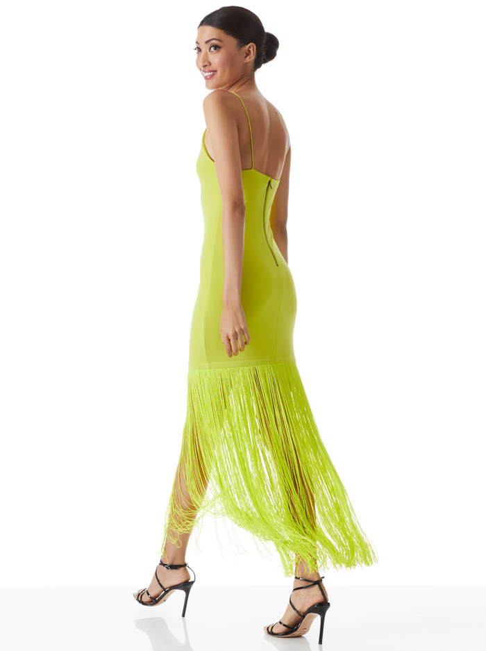 STEPH SCOOP NECK FRINGE DRESS - CITRON image 1 - ALICE + OLIVIA