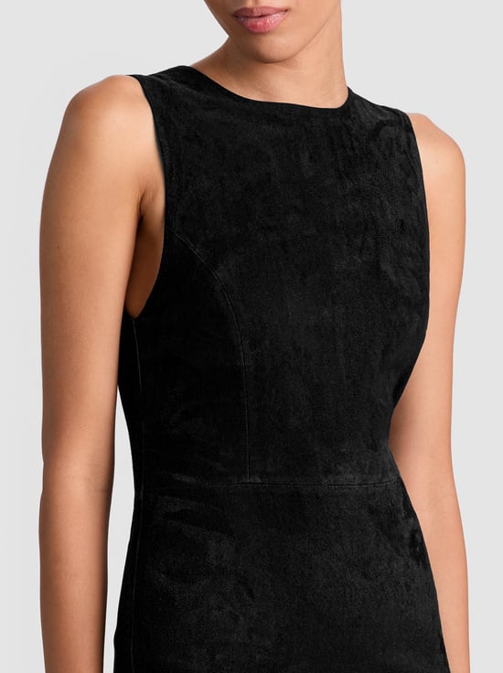 BLACK-DELORA SUEDE MIDI DRESS