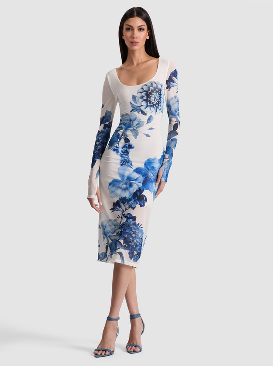 AFFECTION-DELORA SCOOP NECK MIDI DRESS