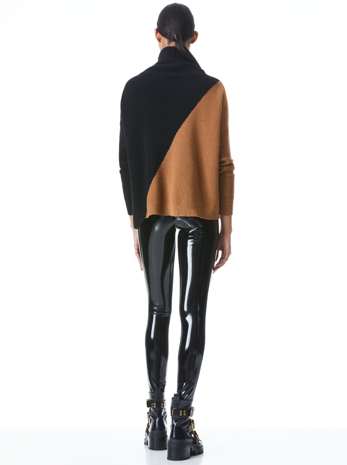 JACOB COLORBLOCK TURTLENECK - BLACK/CAMEL image 1 - ALICE + OLIVIA
