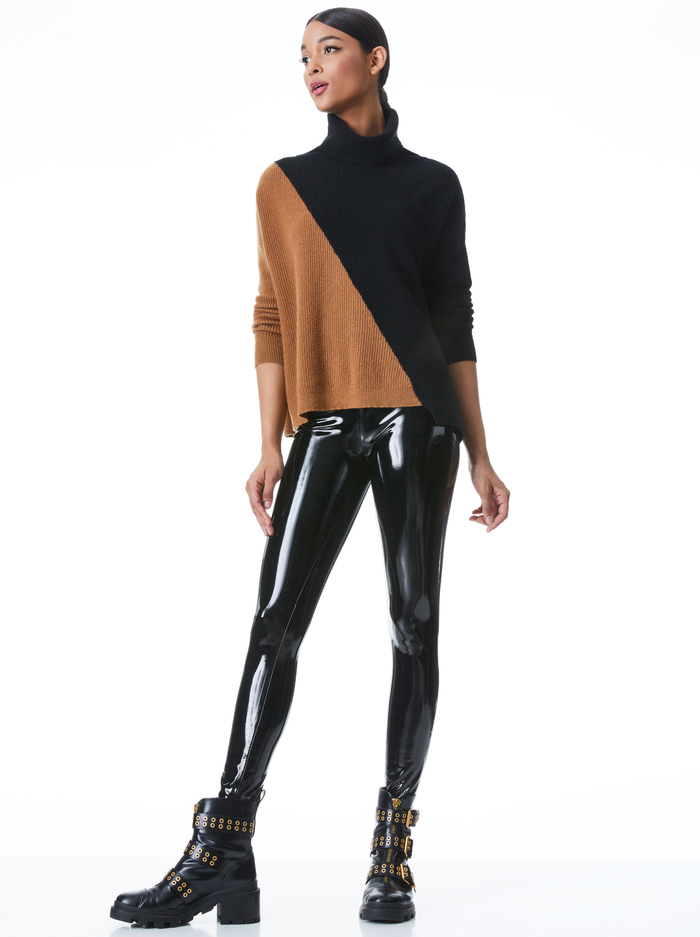JACOB COLORBLOCK TURTLENECK - BLACK/CAMEL image 4 - ALICE + OLIVIA
