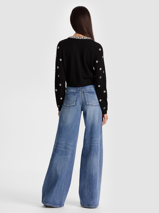 BLACK-DOLLIE EMBELLISHED CARDIGAN