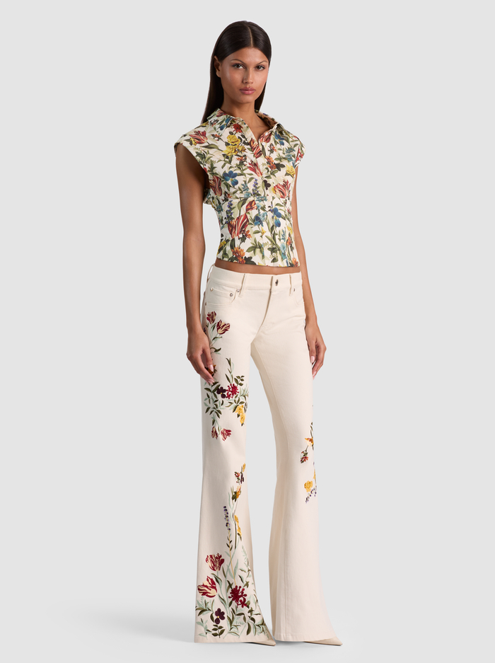 EMRYN EMBROIDERED JEAN - VANILLA MULTI image 5 - ALICE + OLIVIA