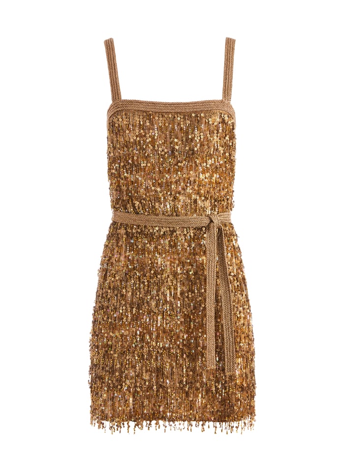 SONJA SEQUIN MINI DRESS - BRONZE image 5 - Alice And Olivia