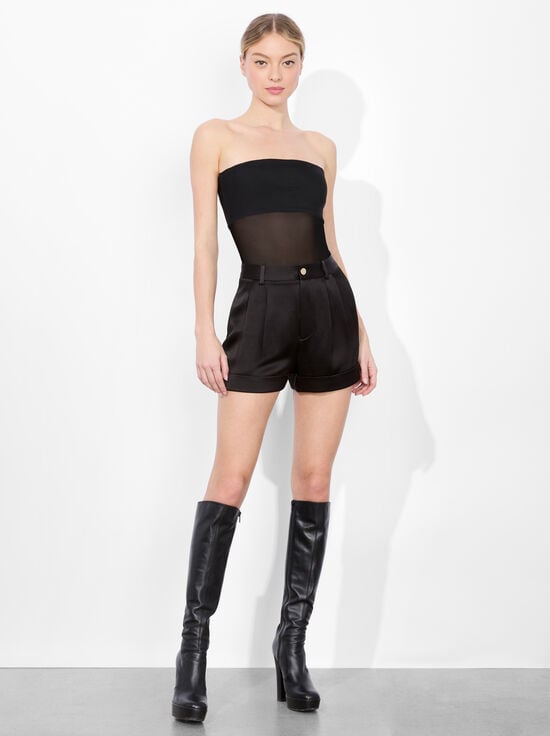 BLACK-BANDEAU STRAPLESS BODYSUIT