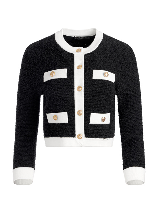 BLACK/SOFT WHITE-CLAIRA CARDIGAN