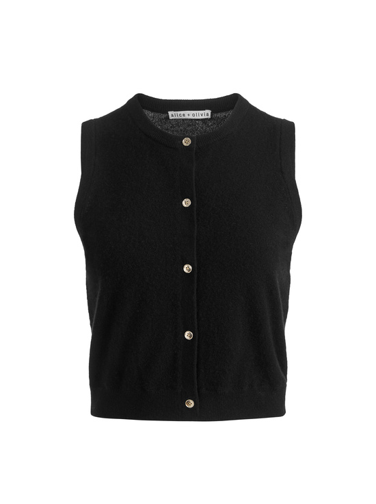 BLACK-LOLY BUTTON FRONT CASHMERE VEST