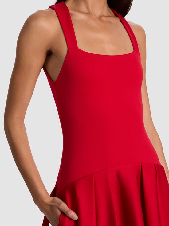 PERFECT RUBY-ADLEY DROP WAIST MIDI DRESS
