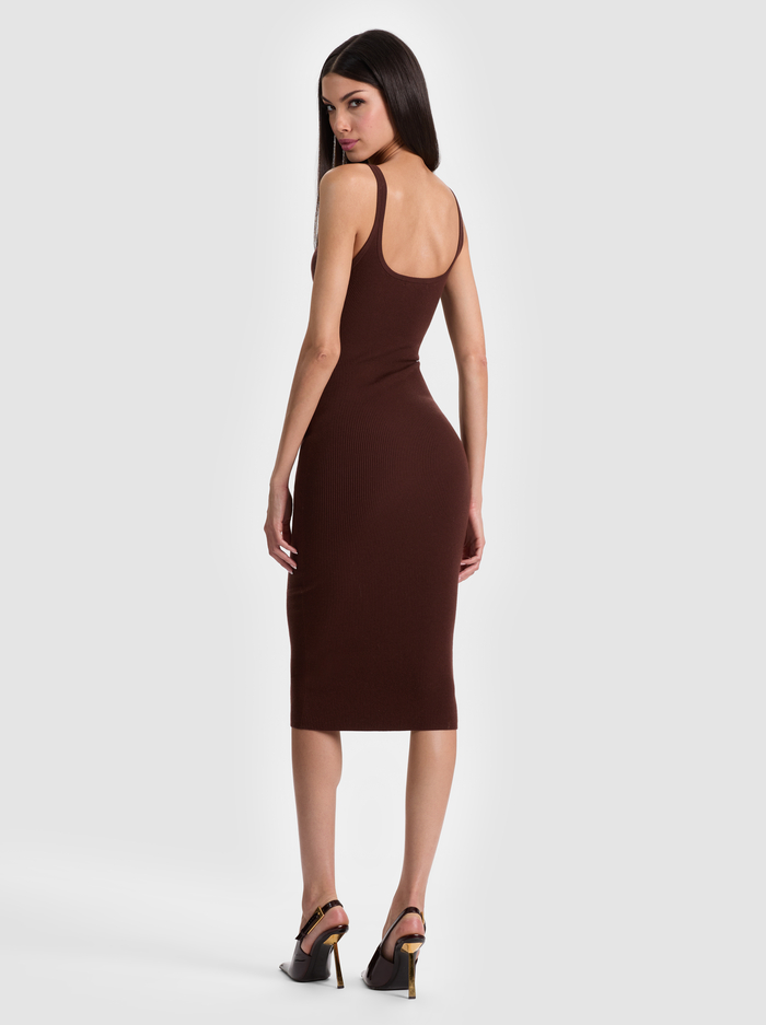 SHANA RIBBED TANK DRESS - DARK CHOCOLATE image 2 - ALICE + OLIVIA