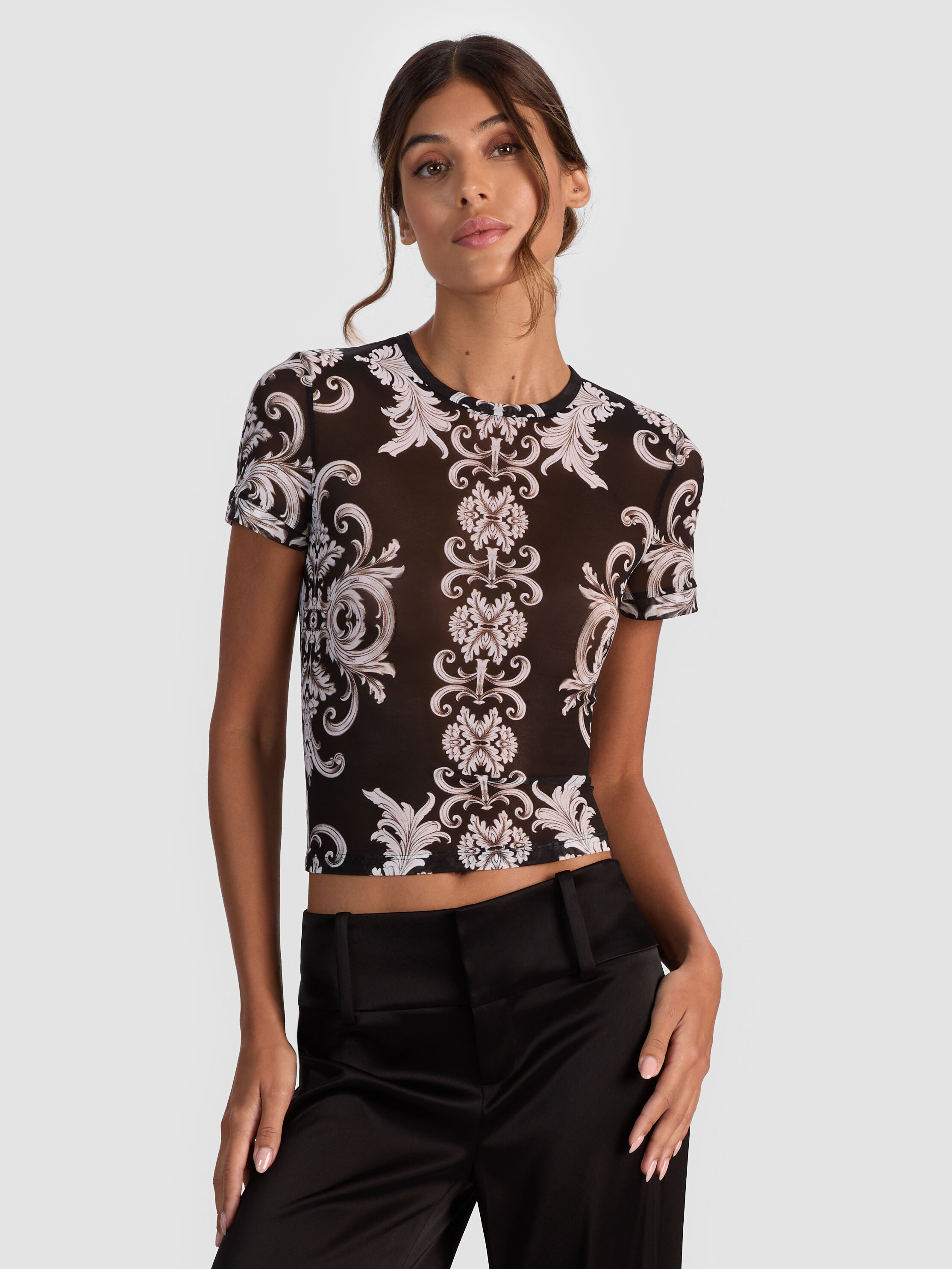 Delaina Mesh Top In Versailles | Alice + Olivia