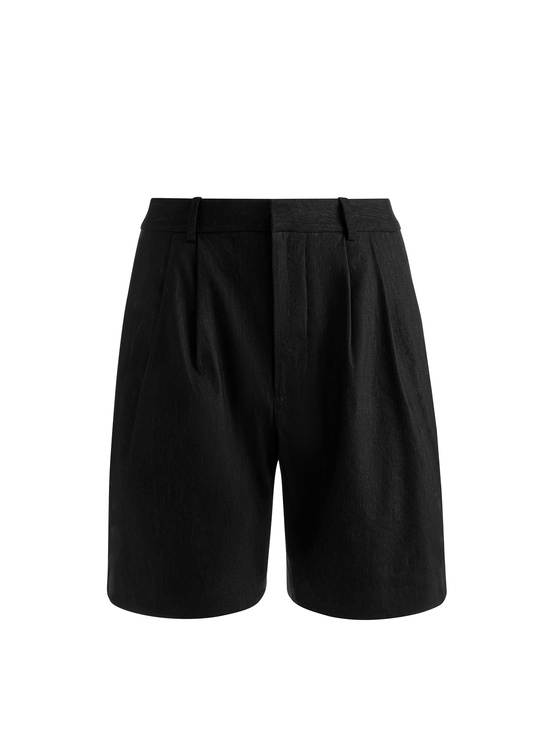 BLACK-CONRY LINEN BERMUDA SHORT
