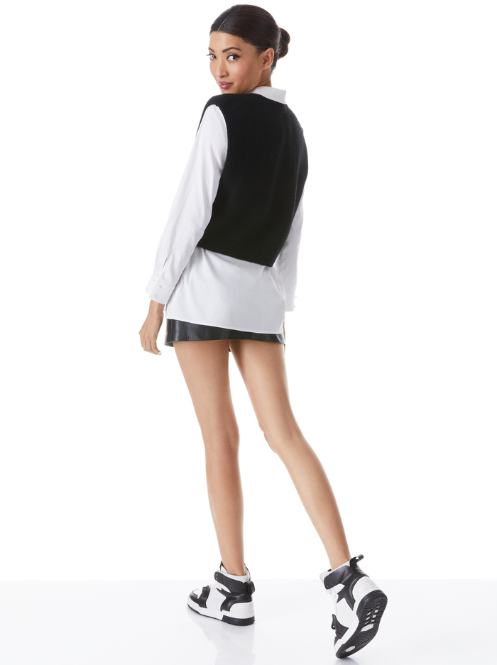 ORLY SWEATER VEST COMBINATION TOP - BLACK COMBO image 1 - Alice And Olivia