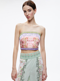 CERESI SMOCKED BACK BANDEAU TOP - FLORAL FEST