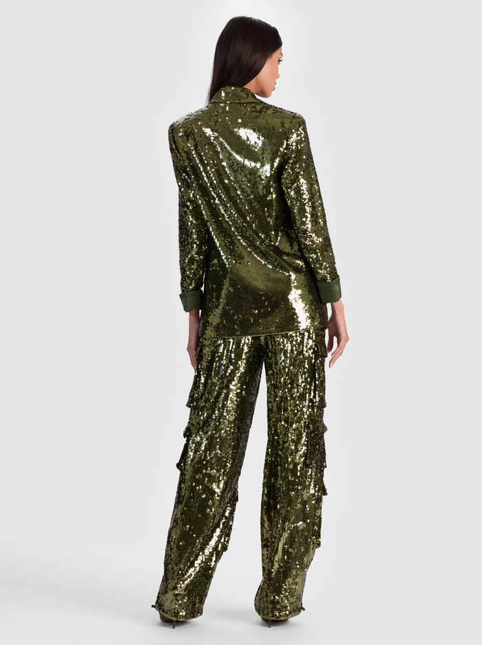 QUINCY SEQUIN BLAZER - DARK OLIVE image 2 - Alice And Olivia