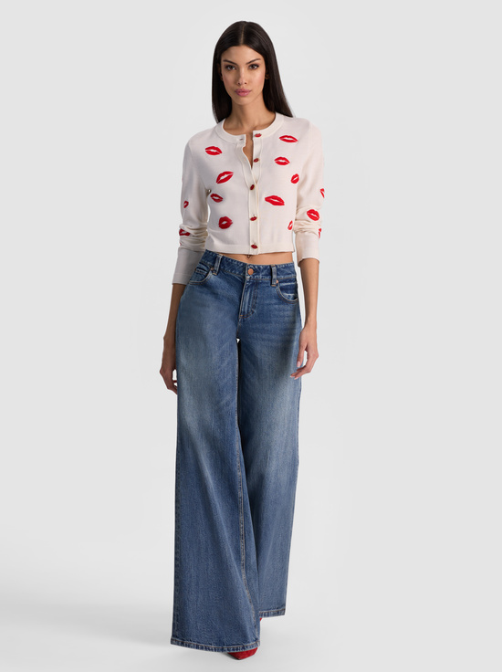 SOFT WHITE MULTI-DARODA LIP CARDIGAN