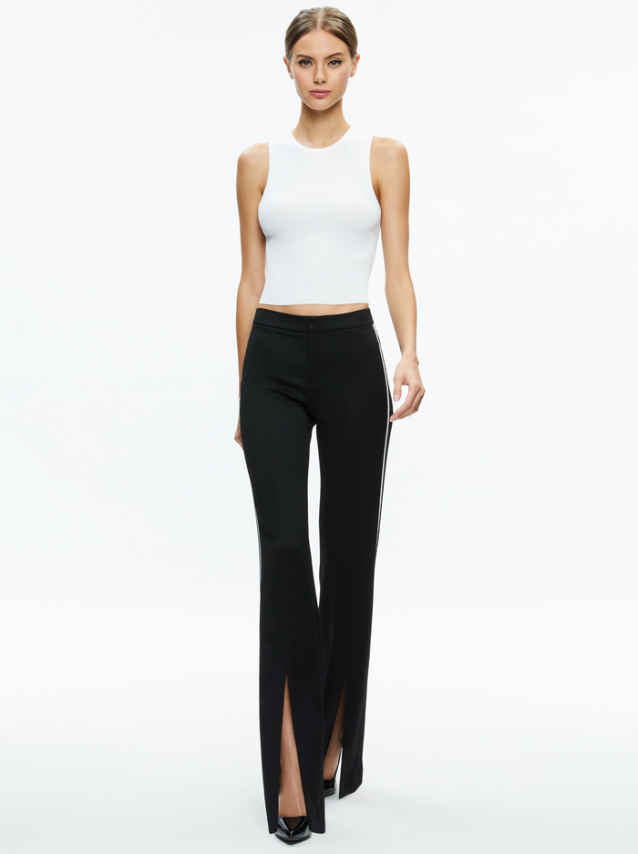 PRINCESS CONTRAST PIPING PANT - BLACK/OFF WHITE image 2 - Alice And Olivia