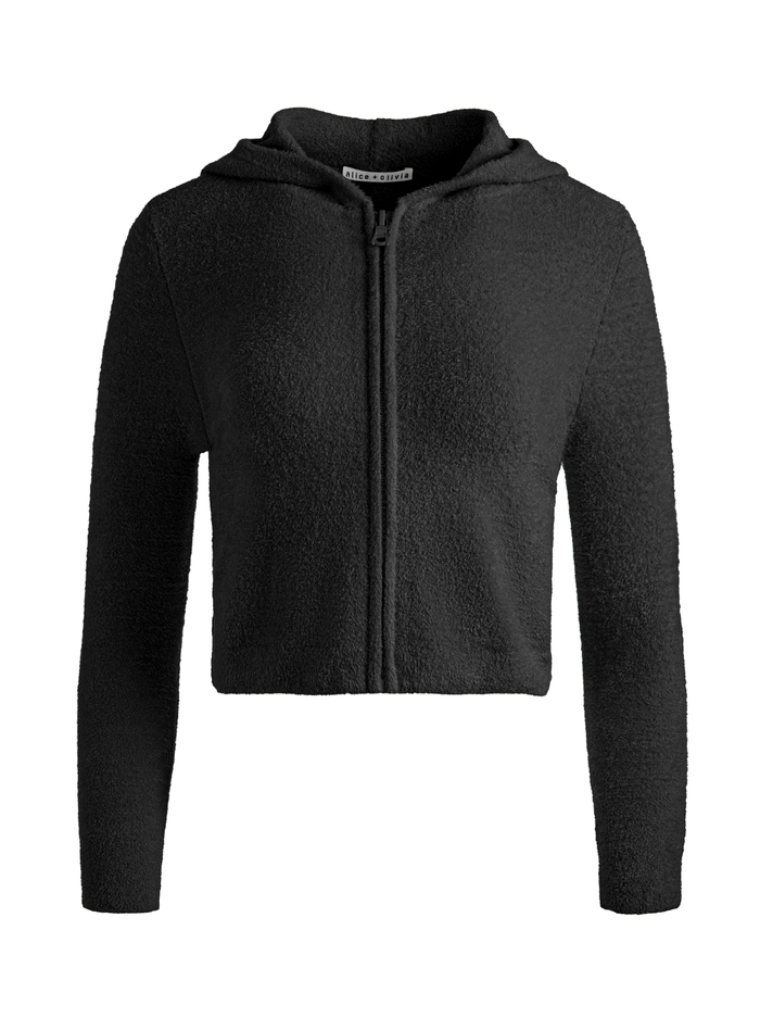 LIDELL CROPPED ZIP UP HOODIE - BLACK image 5 - Alice And Olivia