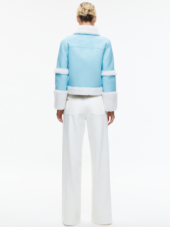 ICE/OFF WHITE-TENY VEGAN LEATHER CROPPED COAT