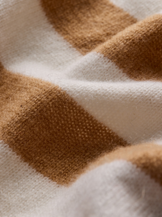 PRALINE/ECRU-DOLLIE STRIPED CASHMERE CARDIGAN