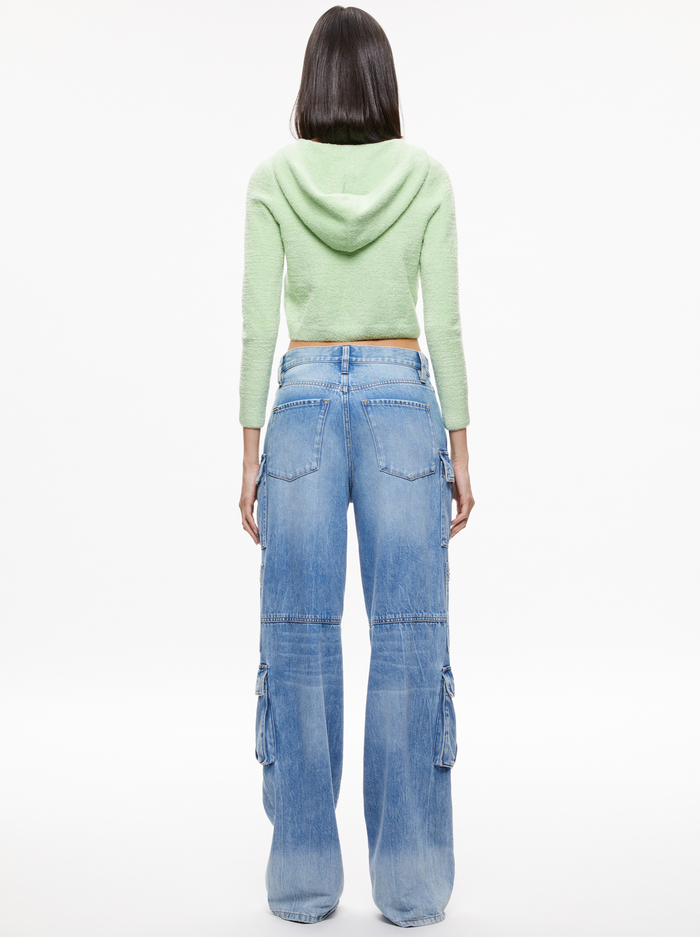LIDELL CROPPED ZIP UP HOODIE - PISTACHIO image 1 - Alice And Olivia