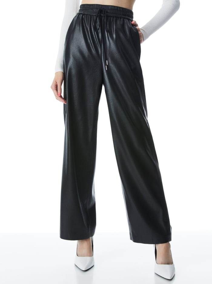 BENNY BAGGY PULL UP PANT - BLACK - Alice And Olivia