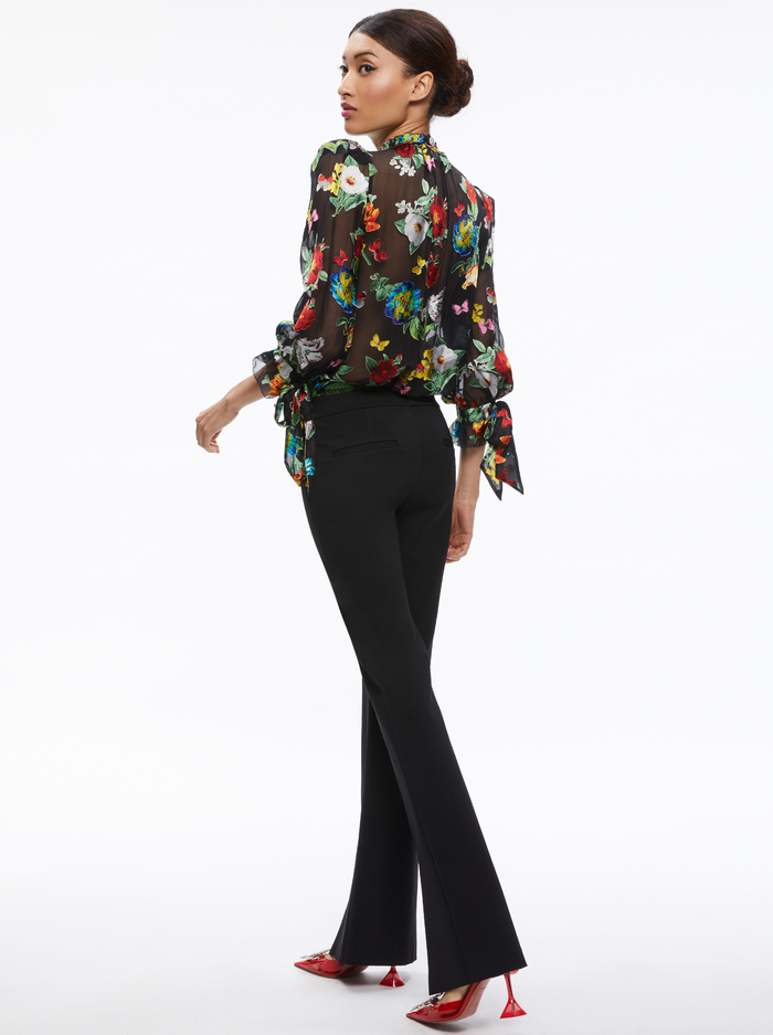 JULIUS BUTTON FRONT TIE SLEEVE TOP - ATRIUM FLORAL SM image 1 - Alice And Olivia