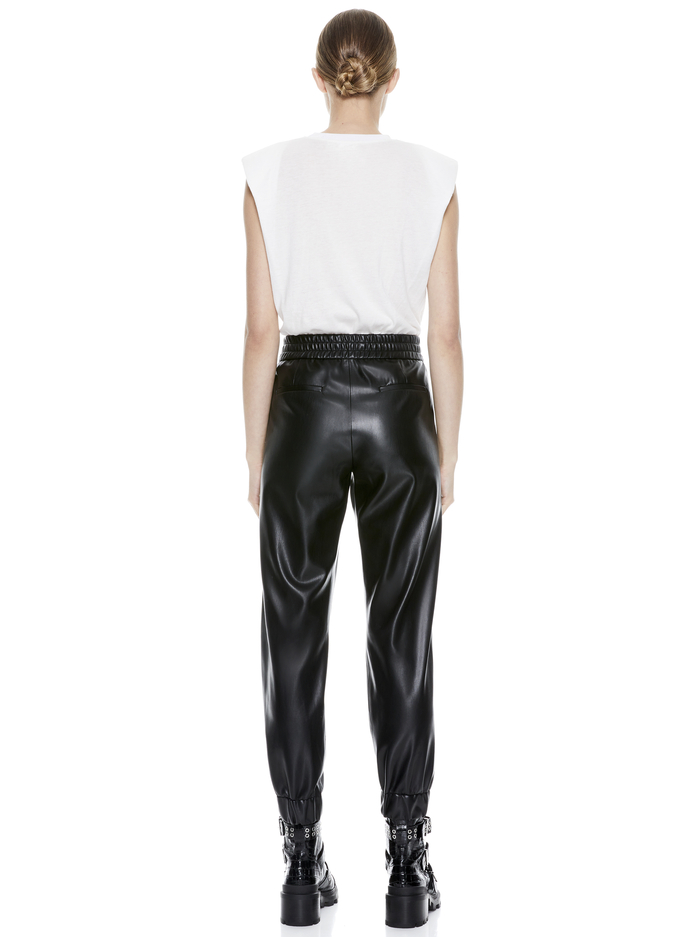 PETE VEGAN LEATHER JOGGER - BLACK image 1 - Alice And Olivia