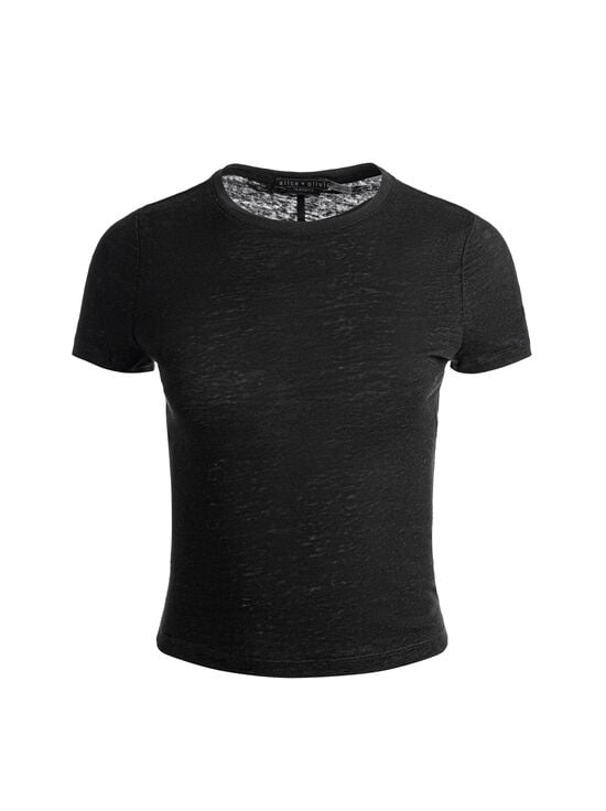 BLACK-CINDY CROPPED LINEN TEE