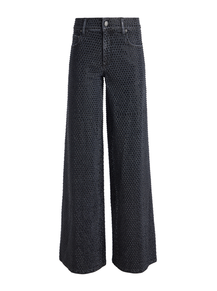 TRISH LOW RISE EMBELLISHED BAGGY JEAN - MAYA CHARCOAL BLACK/BLACK image 5 - Alice And Olivia