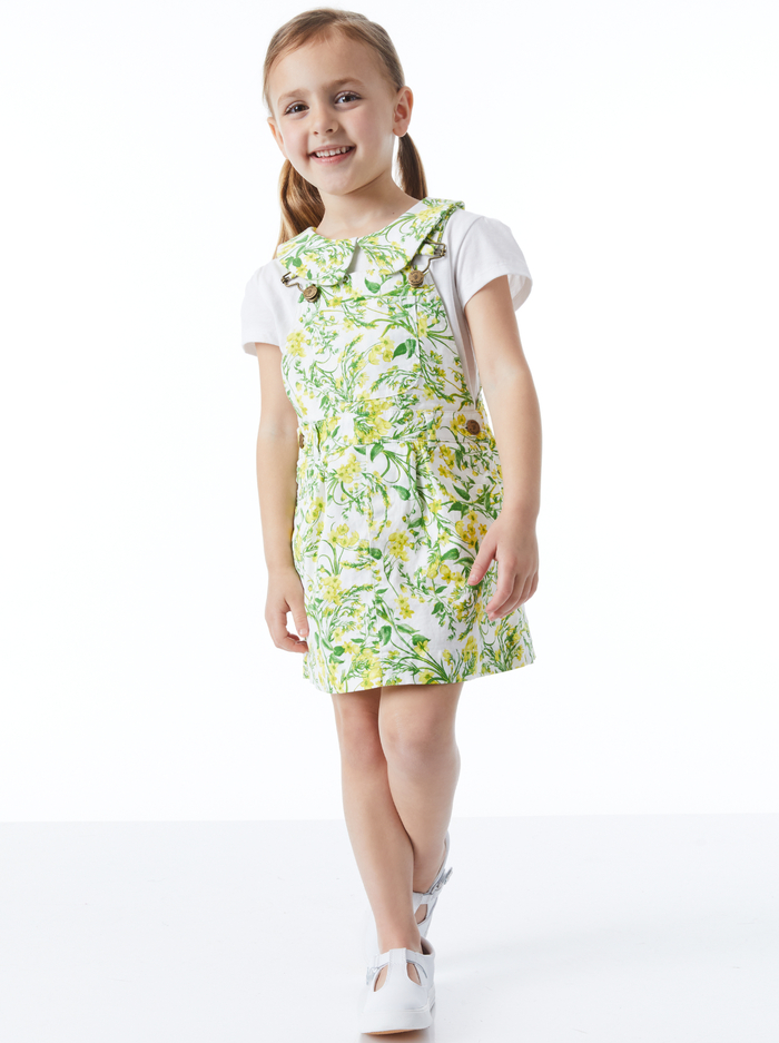 A+O x DOTTY DUNGAREES OVERALL DRESS - SUN DITSY OFF WHITE - Alice And Olivia