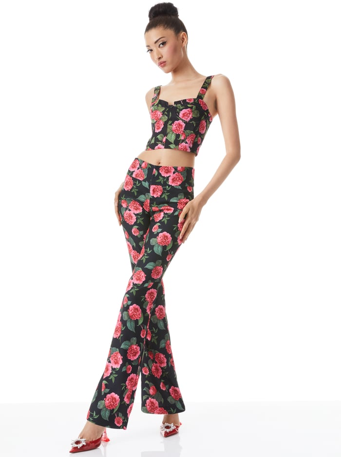 OLIVIA BOOTCUT PANT - CHERI FLORAL image 4 - Alice And Olivia
