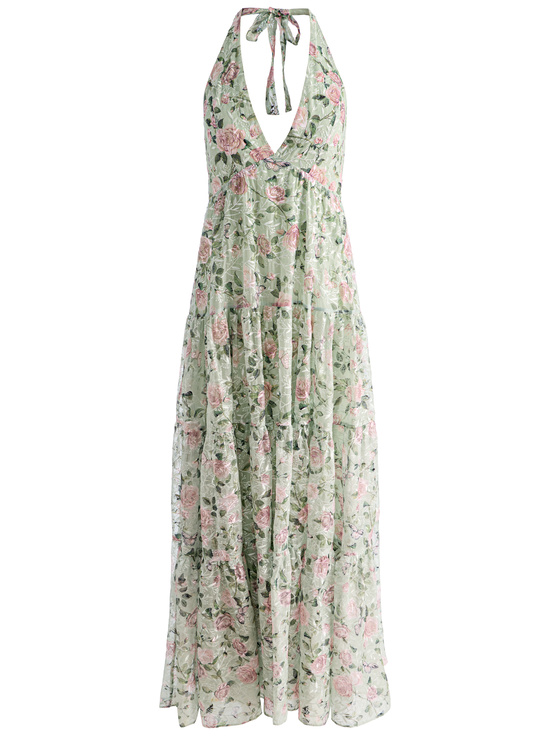 GARDEN GOSSIP LIGHT SAGE-MAURA TIERED MAXI DRESS