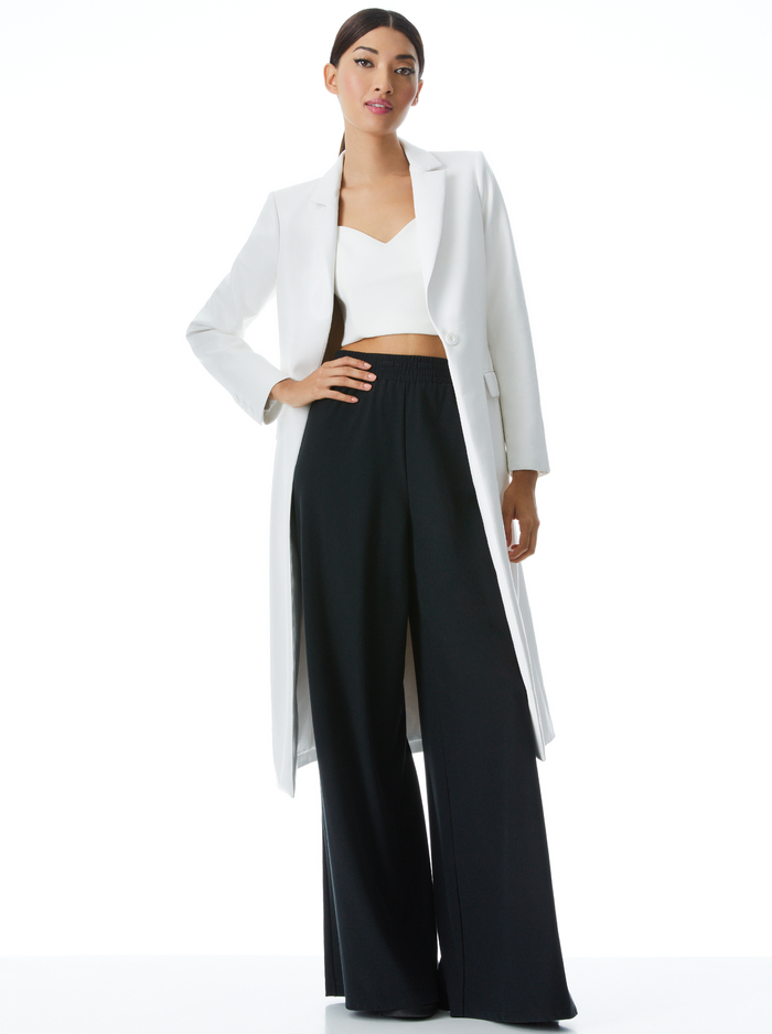 MACEY VEGAN LEATHER LONG BLAZER - OFF WHITE - Alice And Olivia