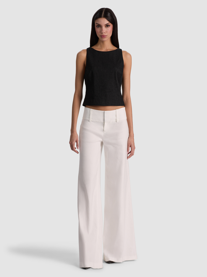 YVETTE LINEN BOAT NECK TANK - BLACK image 1 - ALICE + OLIVIA