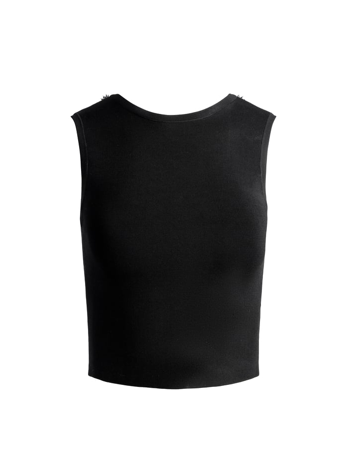 LOE LACE UP BACK SLEEVELESS SWEATER - BLACK image 5 - Alice And Olivia