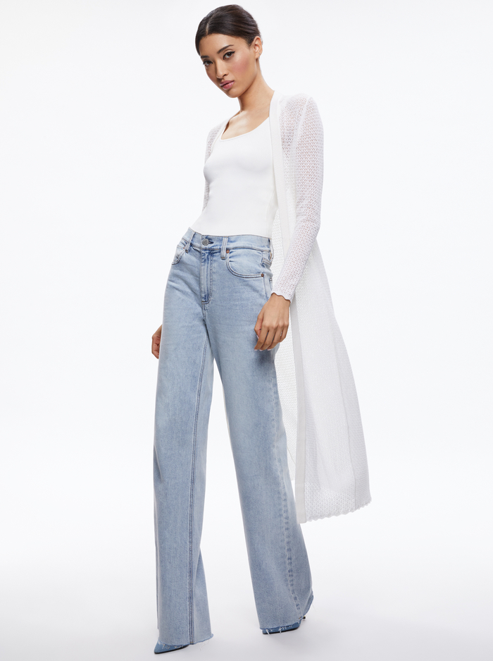 ALAIR POINTELLE SWEATER DUSTER - SOFT WHITE image 2 - Alice And Olivia