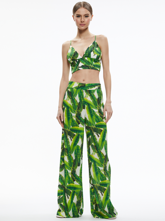 CARLI TIE BACK BRA TOP + RUSSELL HIGH WAISTED SMOCKED WAISTBAND PANT -