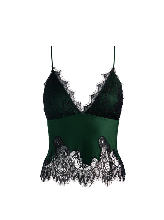 GREEN MYSTIQUE/BLACK-CLAUDIA LACE SLIP TOP