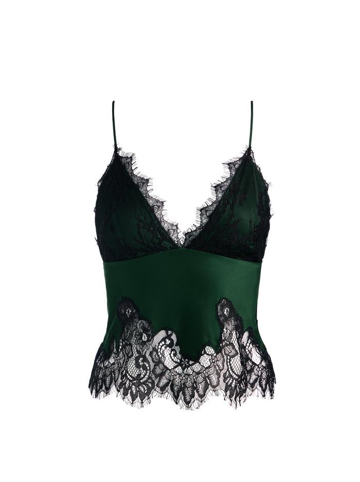 CLAUDIA LACE SLIP TOP - GREEN MYSTIQUE/BLACK image 6 - Alice And Olivia