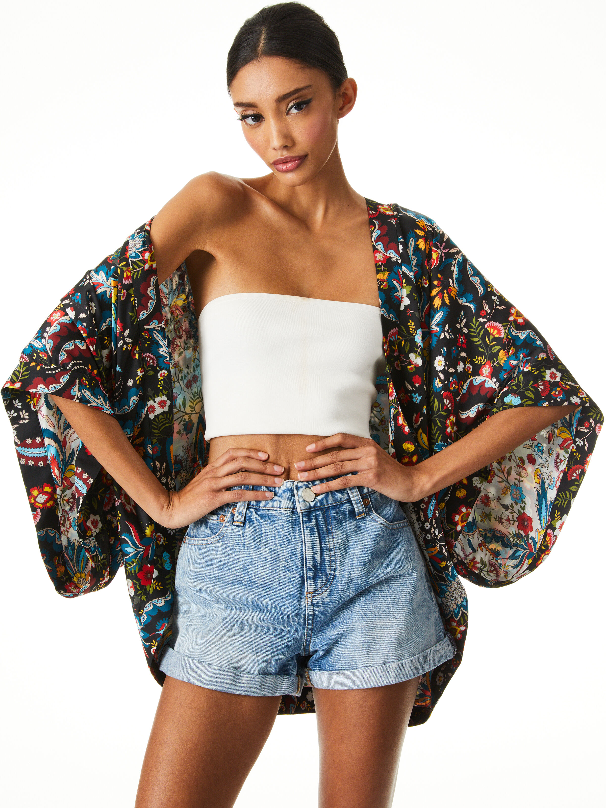 Tracy Reversible Cocoon Kimono In Santa Monica Off White | Alice + Olivia